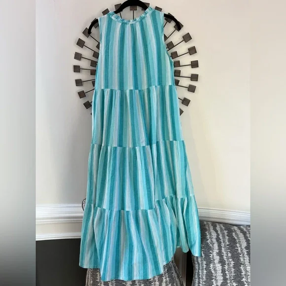 Tuckernuck Teal/White striped tiered Dress- oversized - Picture 5 of 9